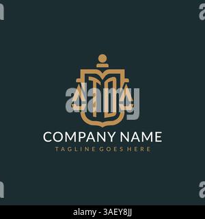 Initial TD logo for law firm with luxury modern scale and shield icon logo design vector graphic Stock Vector