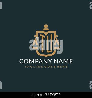 Initial TU logo for law firm with luxury modern scale and shield icon logo design vector graphic Stock Vector