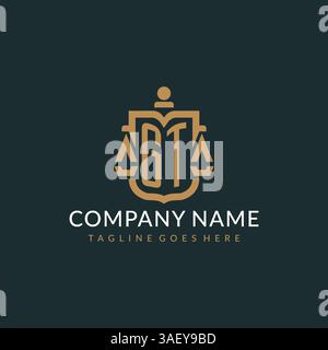 Initial GT logo for law firm with luxury modern scale and shield icon logo design vector graphic Stock Vector
