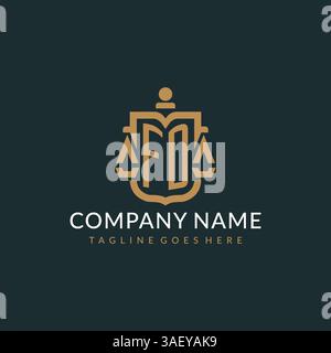 Initial FD logo for law firm with luxury modern scale and shield icon logo design vector graphic Stock Vector