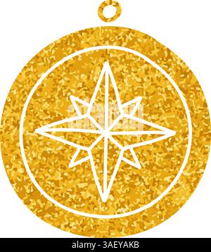 Vintage compass drawing in gold color style Stock Vector