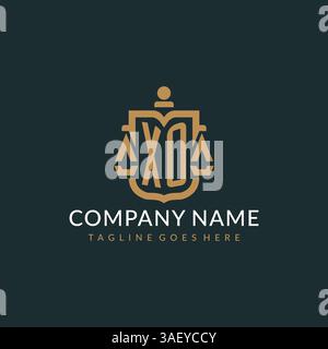 Initial XO logo for law firm with luxury modern scale and shield icon logo design vector graphic Stock Vector