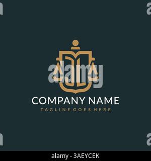 Initial JL logo for law firm with luxury modern scale and shield icon logo design vector graphic Stock Vector