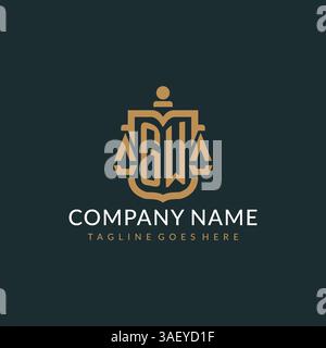 Initial GW logo for law firm with luxury modern scale and shield icon logo design vector graphic Stock Vector