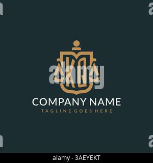 Initial KQ logo for law firm with luxury modern scale and shield icon logo design vector graphic Stock Vector