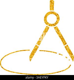 Drawing compass drawing in gold color style Stock Vector