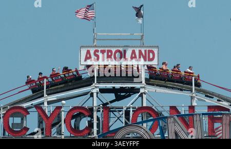 Jul 04, 2005; Brooklyn, New York, USA; The Cyclone roller coaster at ...