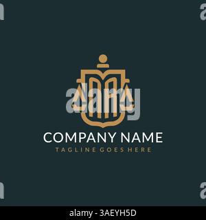 Initial NR logo for law firm with luxury modern scale and shield icon logo design vector graphic Stock Vector
