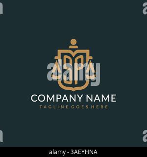 Initial SP logo for law firm with luxury modern scale and shield icon logo design vector graphic Stock Vector