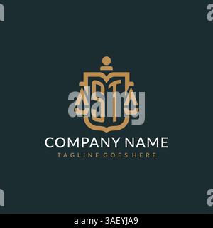Initial ST logo for law firm with luxury modern scale and shield icon logo design vector graphic Stock Vector