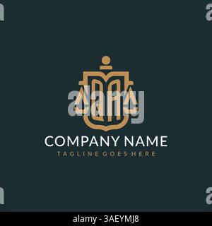 Initial QA logo for law firm with luxury modern scale and shield icon logo design vector graphic Stock Vector