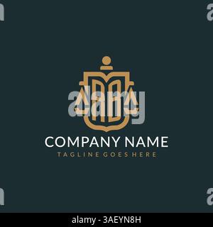 Initial RB logo for law firm with luxury modern scale and shield icon logo design vector graphic Stock Vector