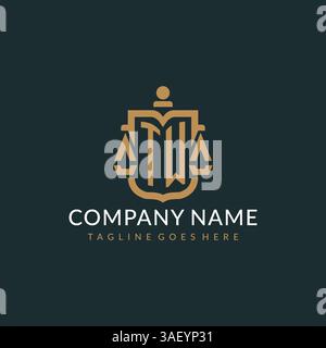 Initial TW logo for law firm with luxury modern scale and shield icon logo design vector graphic Stock Vector