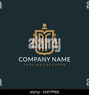 Initial RF logo for law firm with luxury modern scale and shield icon logo design vector graphic Stock Vector