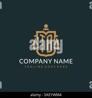 Initial TB logo for law firm with luxury modern scale and shield icon logo design vector graphic Stock Vector
