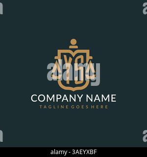 Initial YS logo for law firm with luxury modern scale and shield icon logo design vector graphic Stock Vector