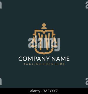 Initial YV logo for law firm with luxury modern scale and shield icon logo design vector graphic Stock Vector