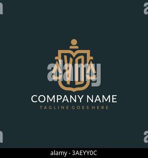 Initial VD logo for law firm with luxury modern scale and shield icon logo design vector graphic Stock Vector
