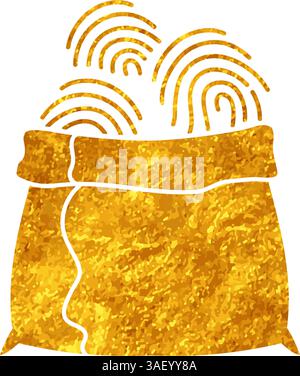 Fingerprint identity harvest drawing in gold color style Stock Vector