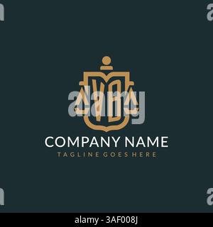 Initial VB logo for law firm with luxury modern scale and shield icon logo design vector graphic Stock Vector