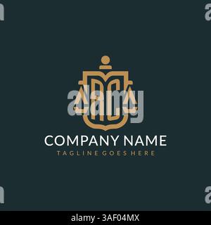 Initial RC logo for law firm with luxury modern scale and shield icon logo design vector graphic Stock Vector