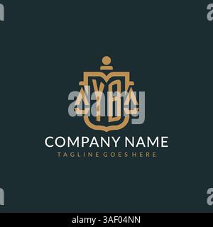 Initial YB logo for law firm with luxury modern scale and shield icon logo design vector graphic Stock Vector