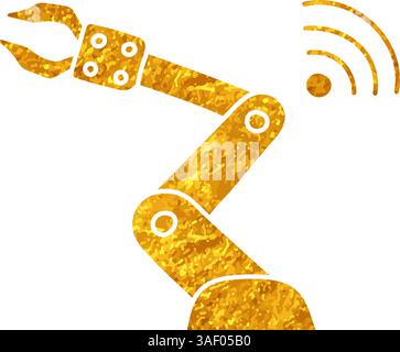 Wireless connected robotic arm drawing in gold color style Stock Vector
