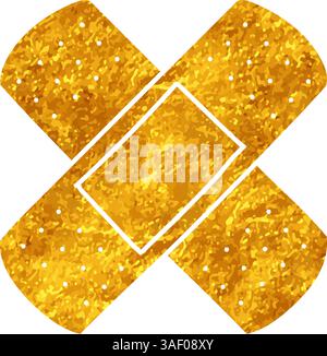 Bandage strip drawing in gold color style Stock Vector