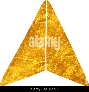 drawing in gold color style map pin arrow head Stock Vector