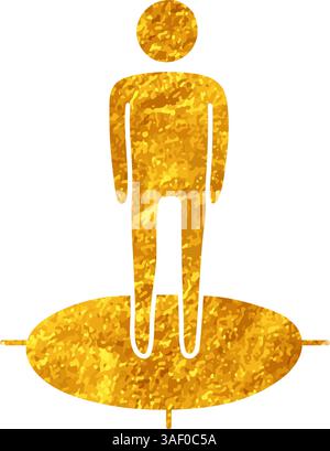 drawing in gold color style map standing person direction icon Stock Vector