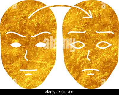 Deep fake icon face swap drawing in gold color style Stock Vector Image ...
