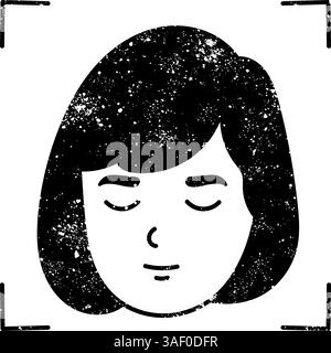 Face recognition concept black hand drawn icon in grunge look Stock Vector