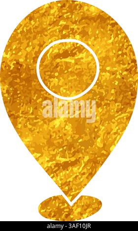 drawing in gold color style map pin icon Stock Vector