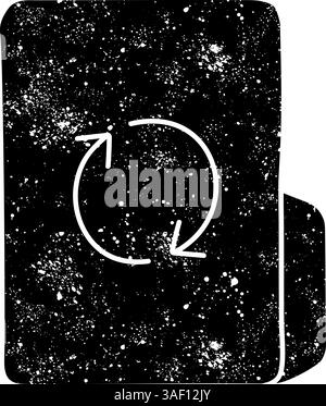 Sync folder black hand drawn icon in grunge look Stock Vector