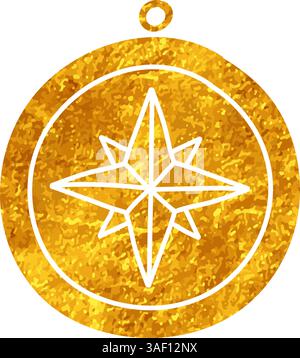Vintage compass drawing in gold color style Stock Vector