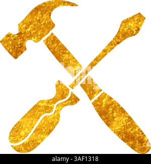 Setting drawing in gold color style Stock Vector