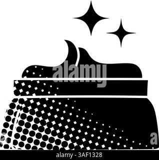 Beauty product icon whitening cream, sun protection, skin whitening black hand drawn icon in halftone texture style Stock Vector
