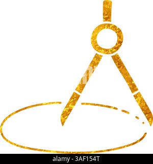 Drawing compass drawing in gold color style Stock Vector