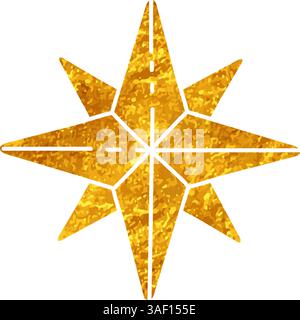 Compass drawing in gold color style Stock Vector