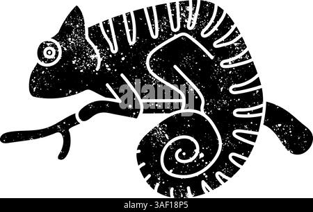 Chameleon on tree branch icon Stock Vector