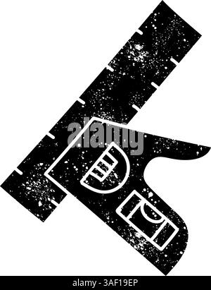 Hand drawn ruler icon woodworking tool in sticker style vector ...