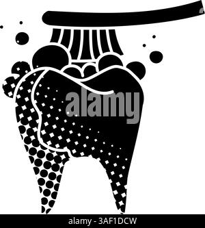 Tooth brush black hand drawn icon in halftone texture style Stock Vector