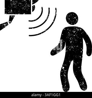 Motion sensor black hand drawn icon in grunge look Stock Vector