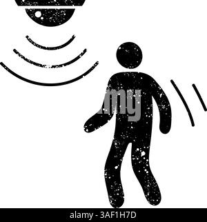 Motion sensor black hand drawn icon in grunge look Stock Vector