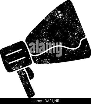 Megaphone loudspeaker black hand drawn icon in grunge look Stock Vector