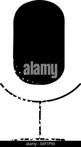 Microphone black hand drawn icon in halftone texture style Stock Vector