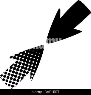 Colliding cursors black hand drawn icon in halftone texture style Stock Vector