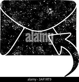 Reply email black hand drawn icon in grunge look Stock Vector