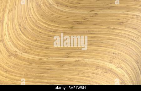 Light brown bamboo wooden texture forming a curved shape 3d Stock Photo