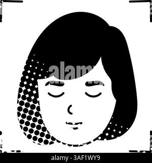 Face recognition concept black hand drawn icon in halftone texture style Stock Vector